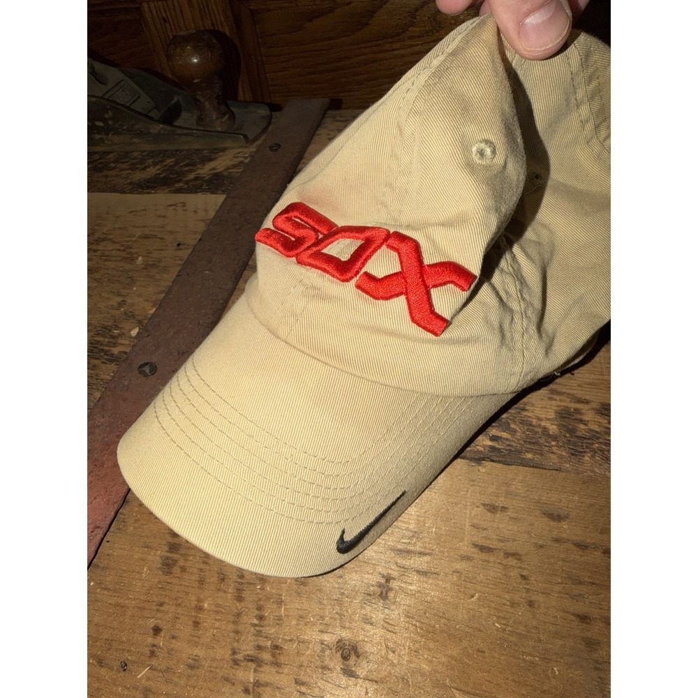 Vintage Nike Chicago White Sox Khaki Tan Adjustable Strapback Y2K Rare